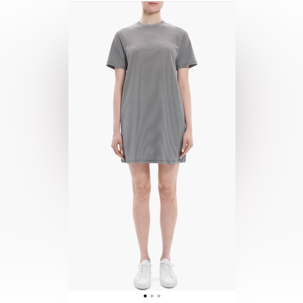Theory Perfect T Supima Cotton T-Shirt Dress Clinton Fine Stripe Size‎ M Classic